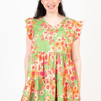 Robe-Tunique grande taille imprimé vert (C6566)