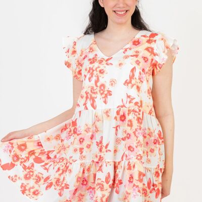 Robe-Tunique grande taille imprimé rose (C6566)
