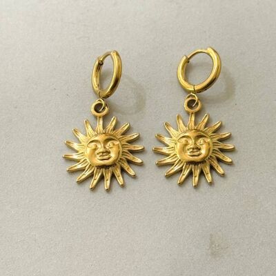 Stainless Steel Sun Hoop Earrings