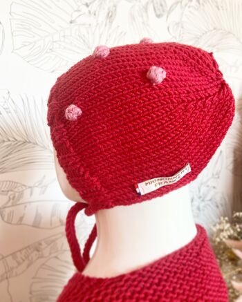 Bonnet laine bébé-Béguin Pop Rouge 2