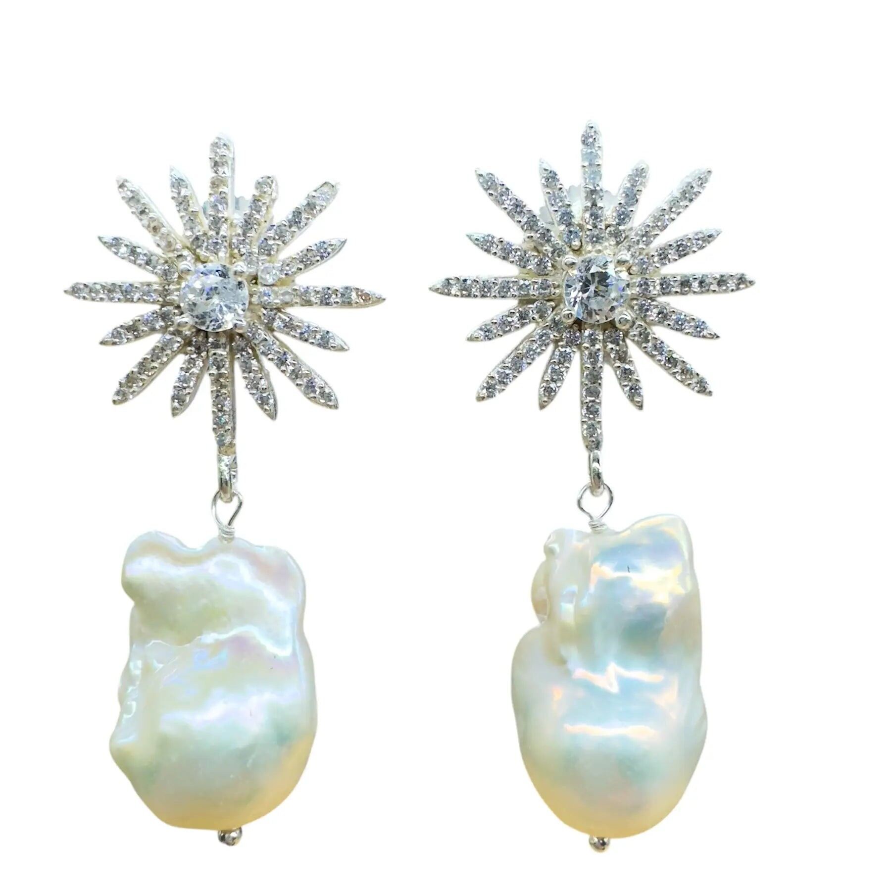 Starshine M Silberne Perlenohrringe