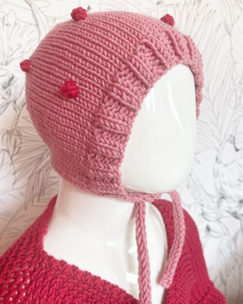 Bonnet laine bébé-Béguin Pop Rose