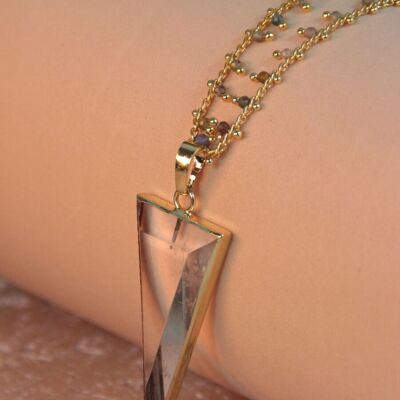 TESS necklace - Triangular natural stone pendant