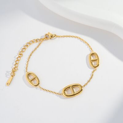 Graphic Oval Bracelet – Gold-plated stainless steel