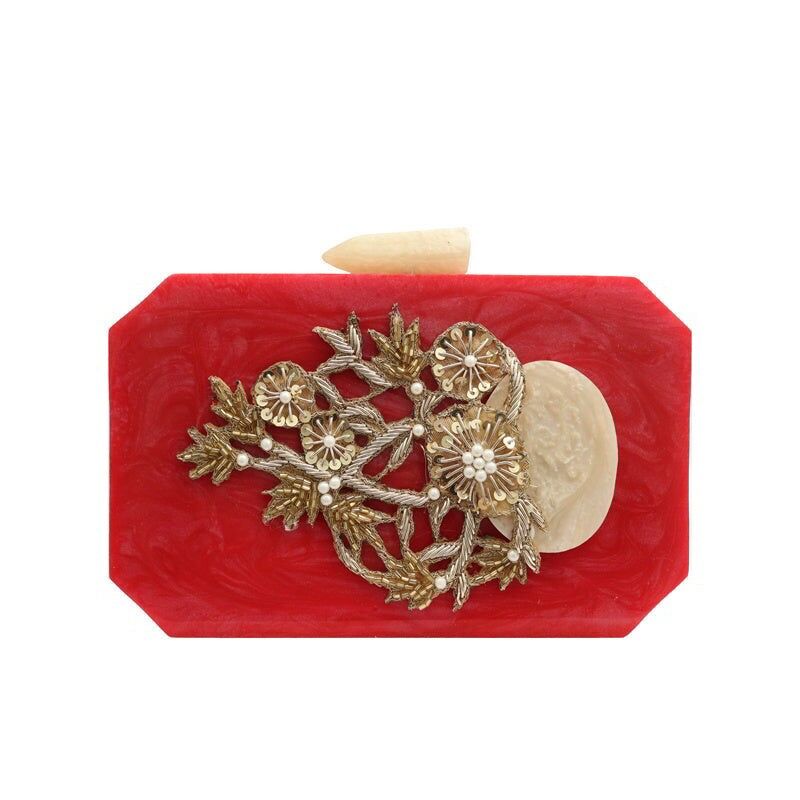 Pochette ricamata rossa