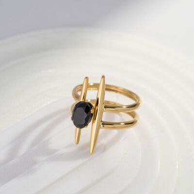 Bague Design Contemporain Acier Inoxydable Forme Géométrique