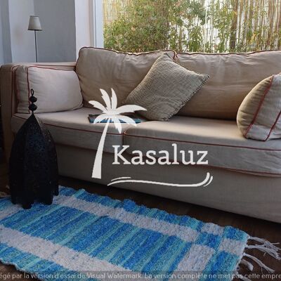 Aqua Blue Recycled Bicolor Rug