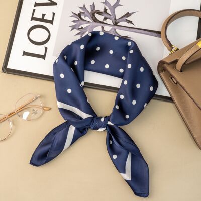 Sciarpa blu navy con piccoli pois 70 x 70