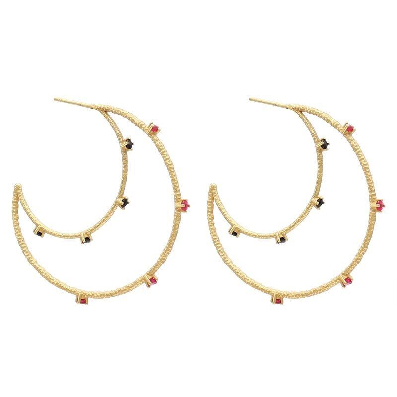 Alqamar Rubin- und schwarze Creolen