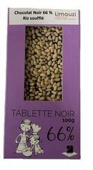 Barra de chocolate negro 66% con arroz inflado 100g