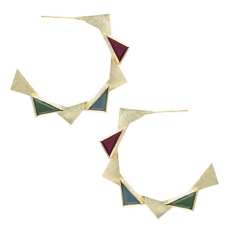 Polierte Creolen „Atalanta“ in Fuchsia.Blau und Grün