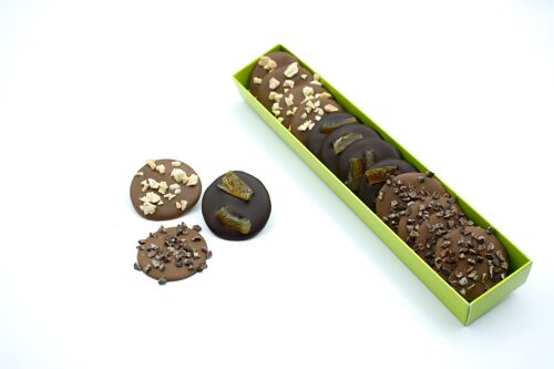 Coffret Palets de Noël noir/lait/caramel 110g