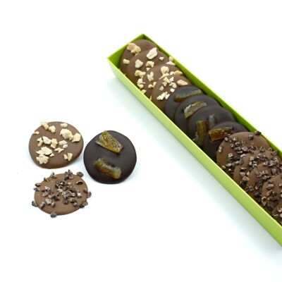 Coffret Palets de Noël noir/lait/caramel 110g