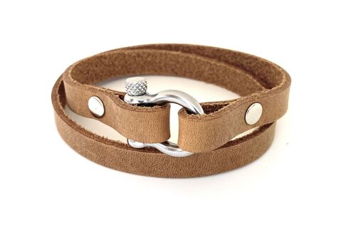 Men's bracelet nubuck brown with stainless steel bracket