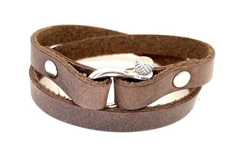 Men's bracelet nubuck brown with stainless steel bracket