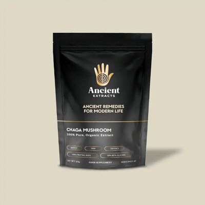 Extrait de champignon chaga en poudre - 30 % de bêta-glucane (60 g)