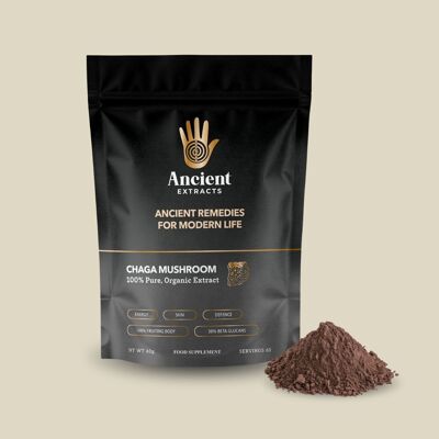 Extracto de hongo Chaga en polvo - 30 % de betaglucano (60 g)