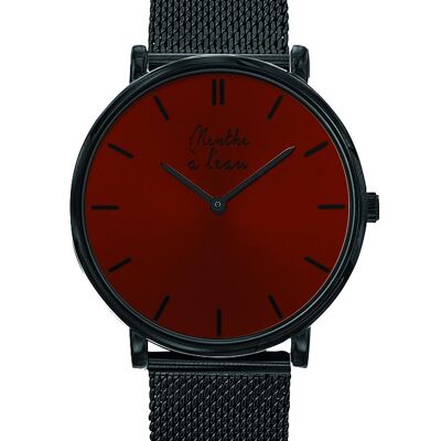 L'Indécise maille noire fond rouge