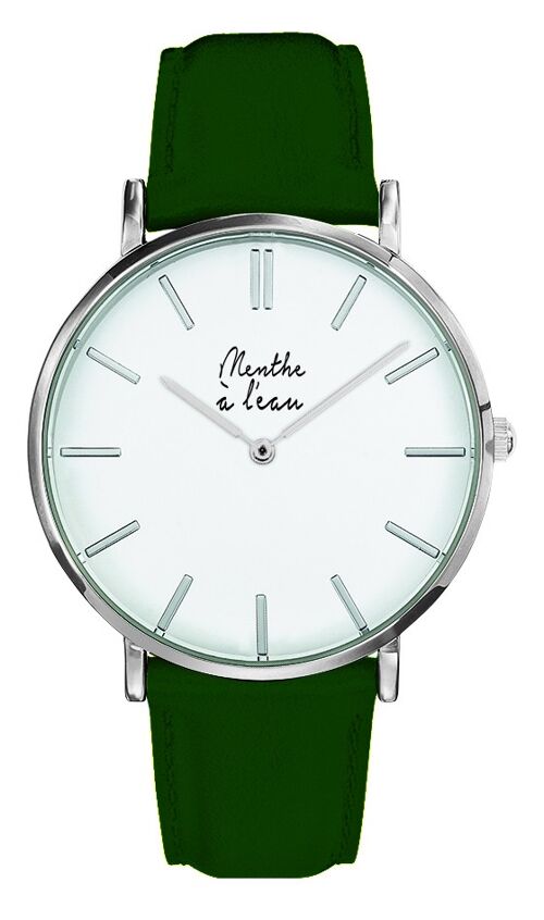 La Véritable cuir vert fond blanc chromée