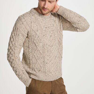 Moher Traditional Aran Sweater - Flecked Oat