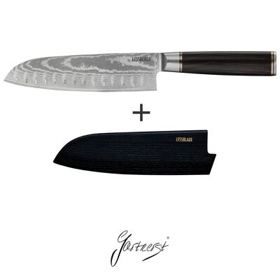 Gartnerst® Santoku knife »"LESSBLADE" 180mm / 7''«, Damascus steel