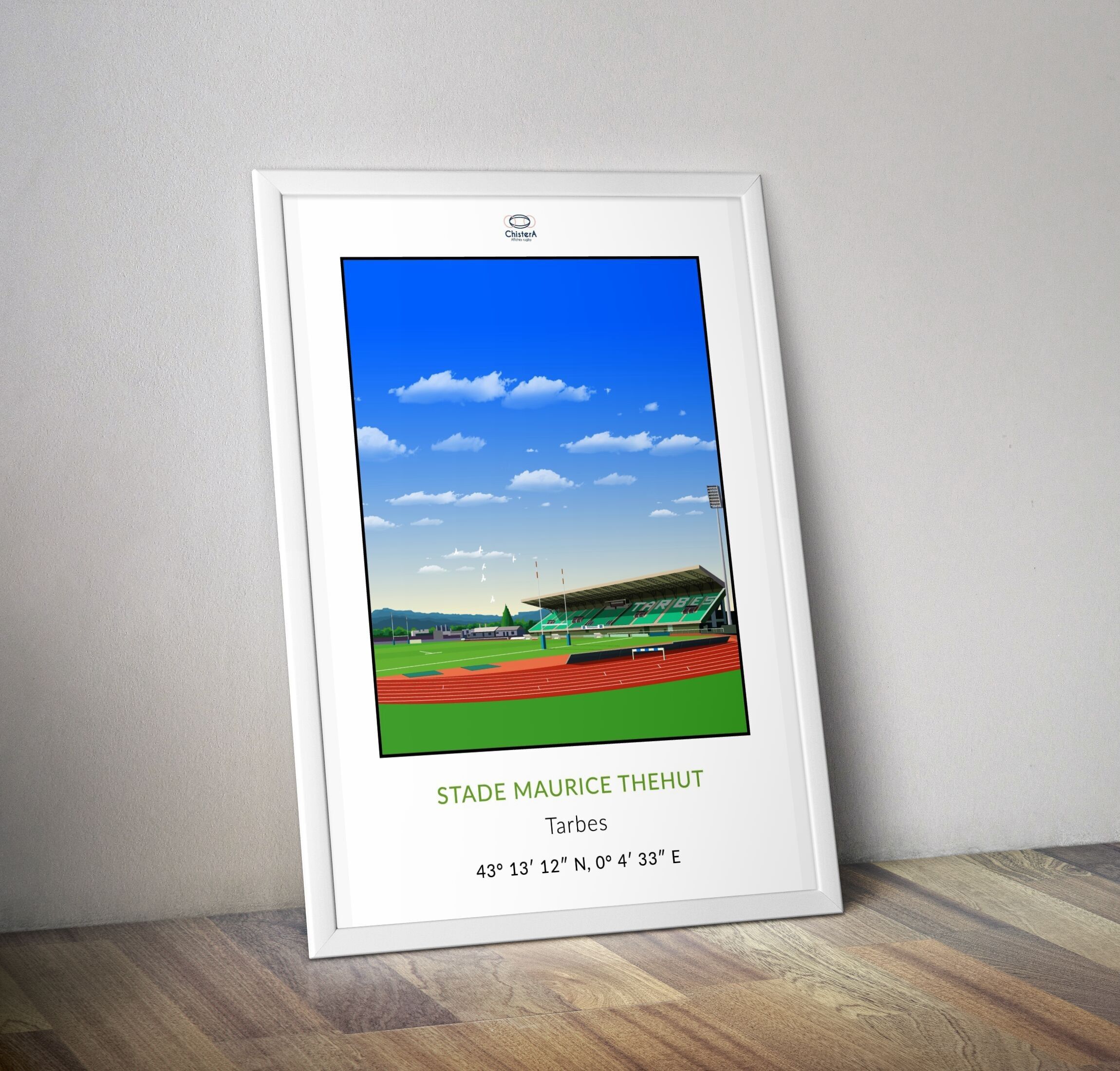 Maurice Trélut Tarbes Rugby-Stadion-Plakat - Rugby-Plakat