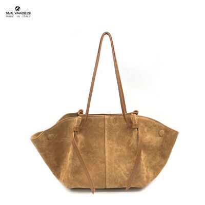 Sac shopping en cuir suédé, fabriqué en Italie, art.112619