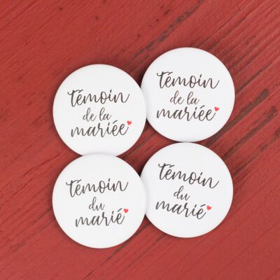 4 Badges mariage Témoins des mariés