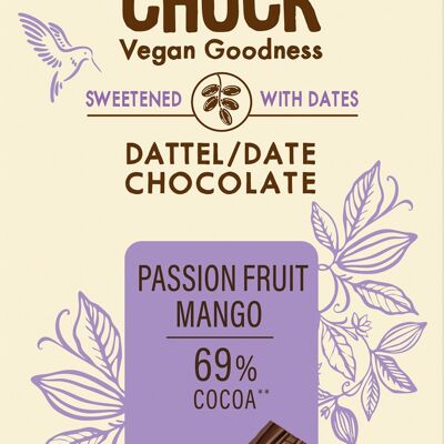 Chocolate con dátiles, maracuyá y mango 69% - 70 g