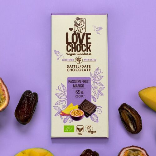 Chocolate with dates, passion fruit and mango 69% - 70 g