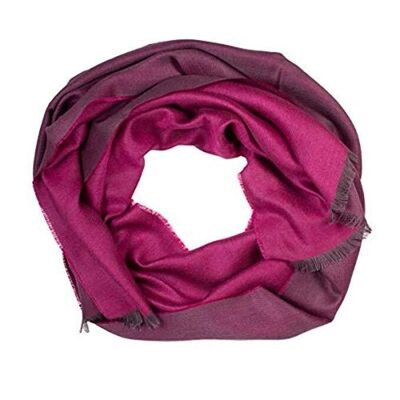 Châle fuchsia double face en laine d'alpaga et soie