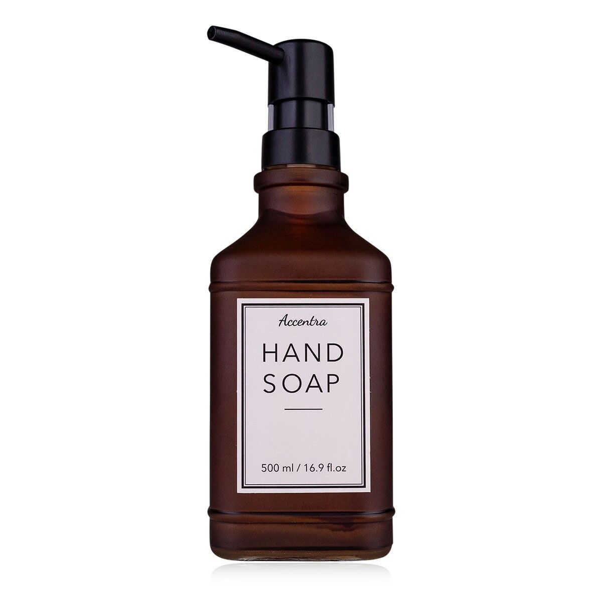 Soap dispenser with hand soap HAND SOAP glass brown frosted