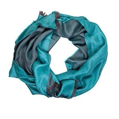 Alpaca wool and silk double face turquoise shawl