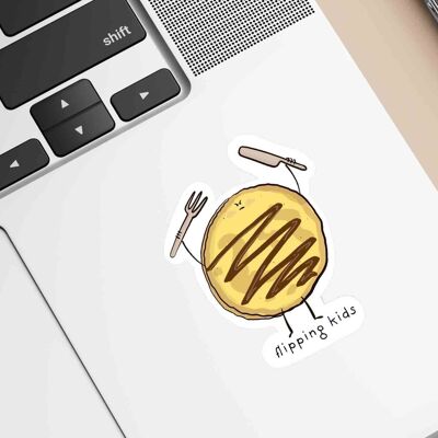 Flipping Kids Pancake Die-Cut Vinyl Sticker
