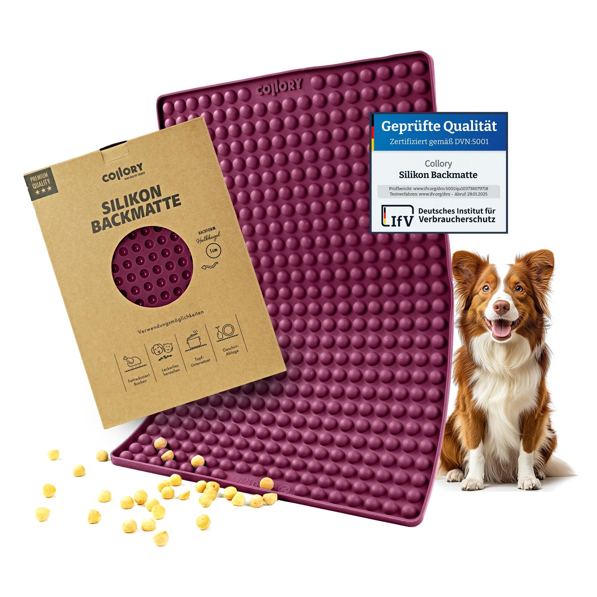 Backmatten für Hundeleckerlis in Halbkugelform