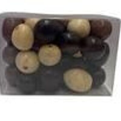 Hazelnuts coated in dark, white & milk chocolate 100g