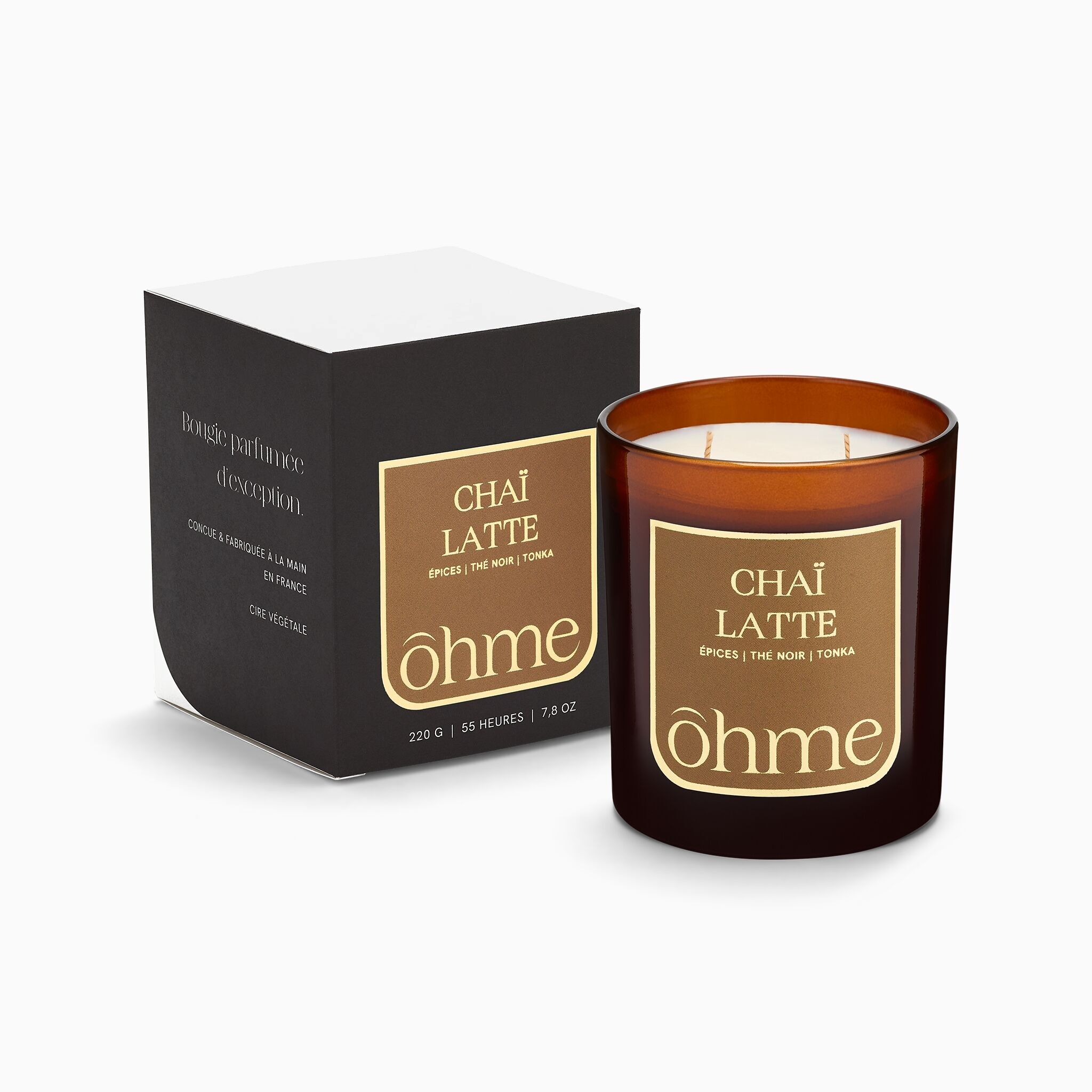 Large Chai Latte Scented Candle | Vegetable Wax, 220g (2 wicks)