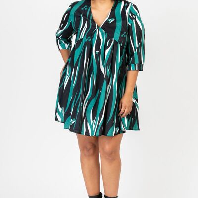 Robe grande taille imprimée vert (C6609)