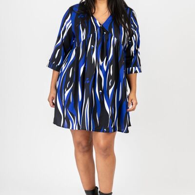 Robe grande taille imprimée bleu (C6609)