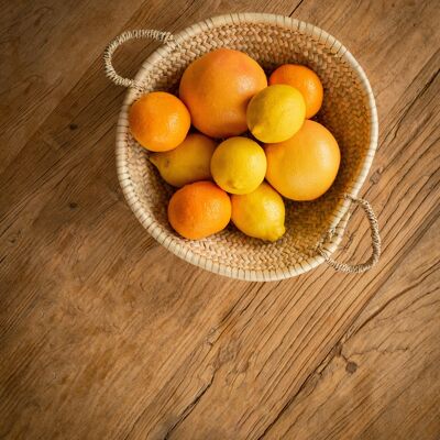 Handmade Raffia Basket Tray – Natural Palm Leaf Serving & Storage