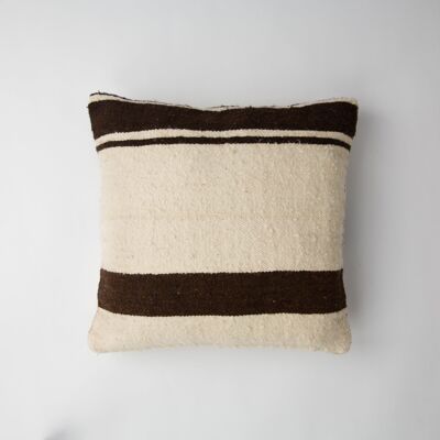 Handwoven Striped Wool Pillow – Moroccan Cushion Cover 42x42 cm