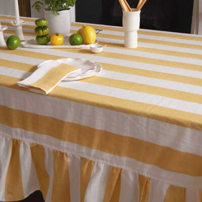 Nappe rectangulaire à volants à rayures jaunes Riviera