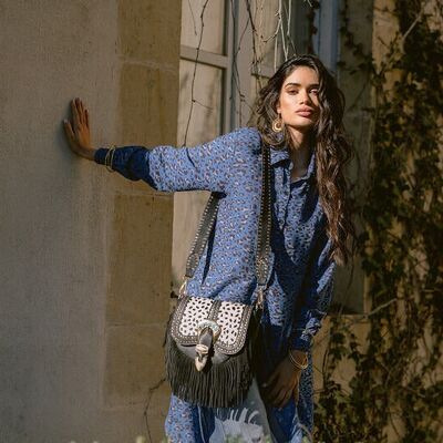 AMAL DALMATIAN ANIMAL PRINT SHOULDER BAG