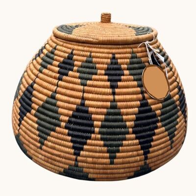 Cesta Zulu mediana con tapa y forma de diamante