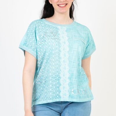 T-shirt grande taille turquoise (C8013)