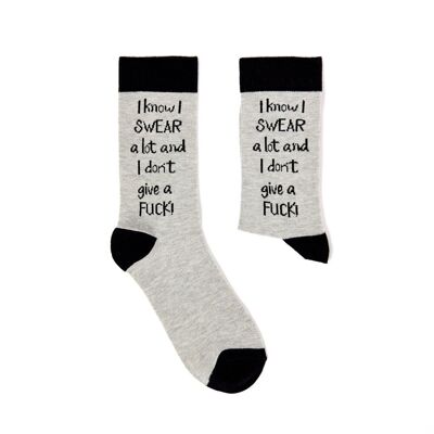 Chaussettes unisexes « Je sais que je jure beaucoup et je m'en fiche »