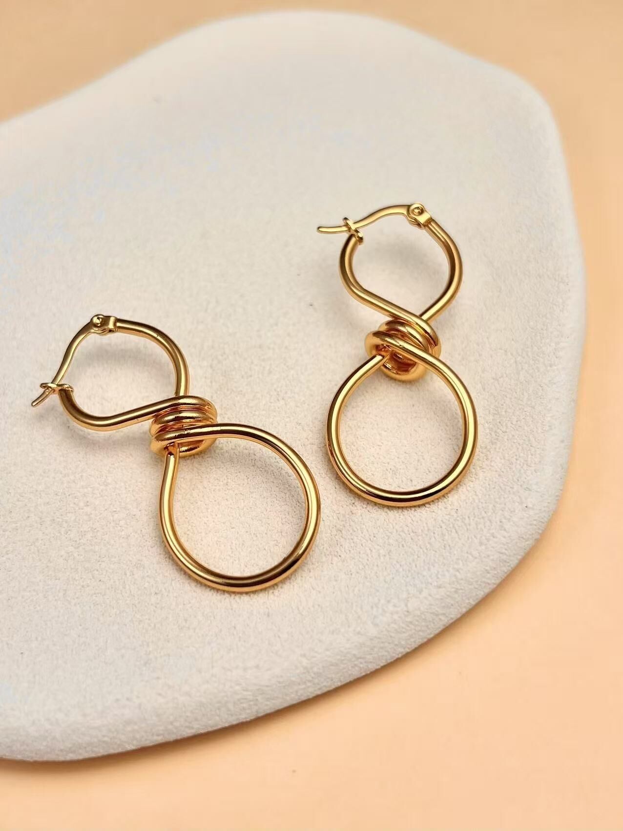 Gold geometric stainless steel earrings