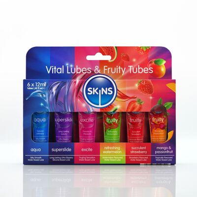 Skins Vital and Fruity Lubes Sampler Tubes (6 x 12ml)