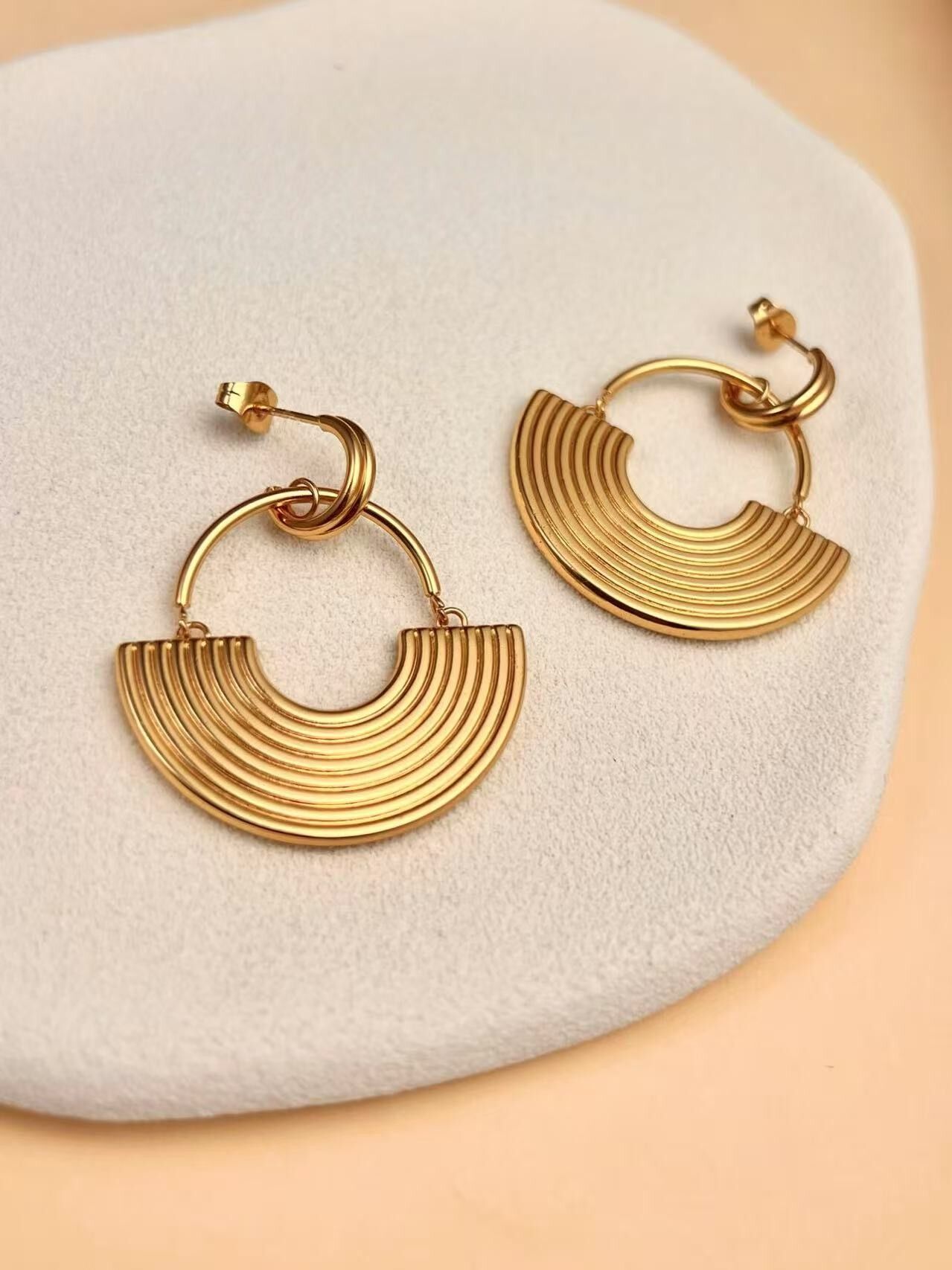 Art Deco Gold Arc Earrings