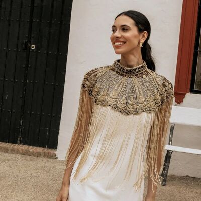 Mantello gioiello di Bollywood in oro e nero